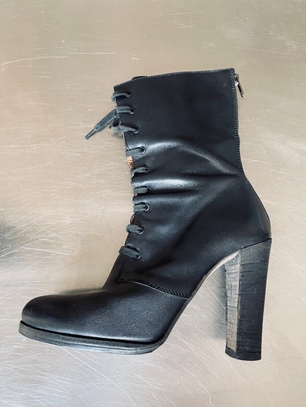 RARE Common Projects Sample Heeled Lace Up Boots 37 EU 7 US